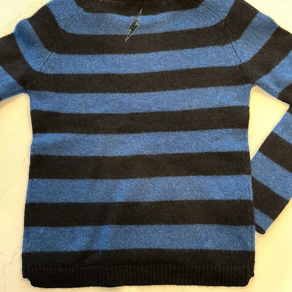 ZADIG&VOLTAIRE women's black and blue stripe crewneck sweater. Size XS/S - Picture 7 of 9
